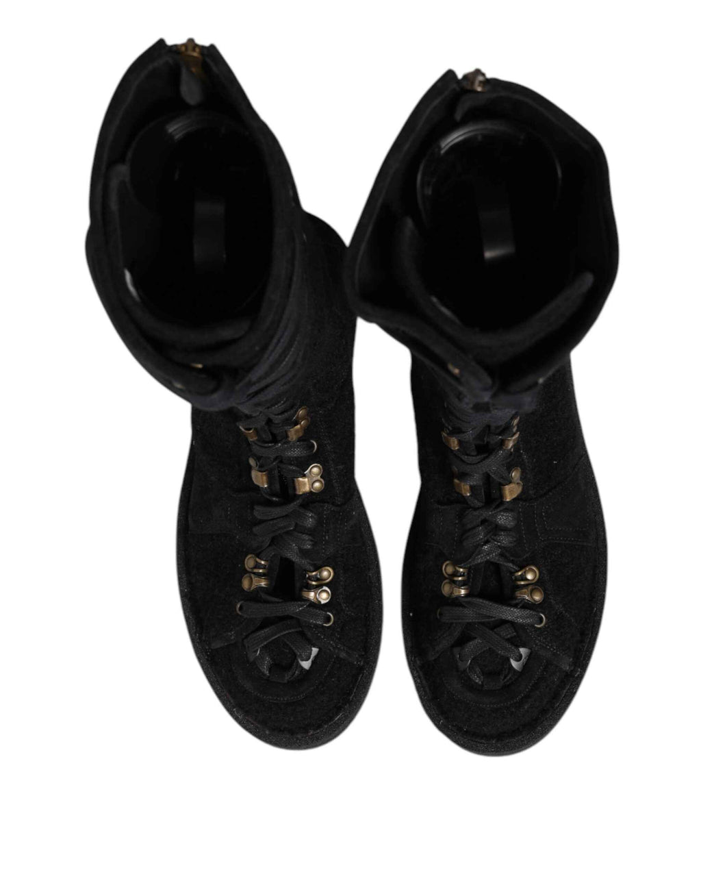 Dolce & Gabbana Black Alpaca Wool Suede Mid Calf Boots Shoes