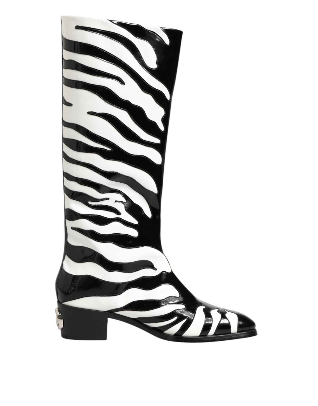 Dolce & Gabbana Black White Zebra Over The Calf Boots Shoes