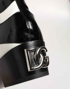 Dolce & Gabbana Black White Zebra Over The Calf Boots Shoes