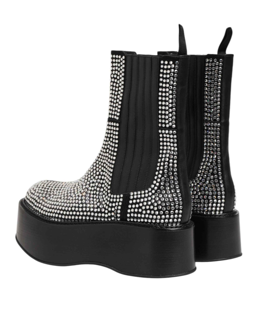 Dolce & Gabbana Black Crystal Strass Mid Calf Short Boots  Shoes