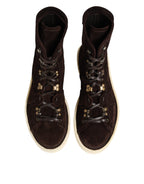 Dolce & Gabbana Brown Suede Lace Up Ankle Short Boots Shoes