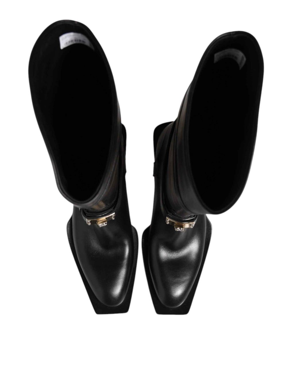 Dolce & Gabbana Black Logo Plaque Over The Calf Boot Shoes