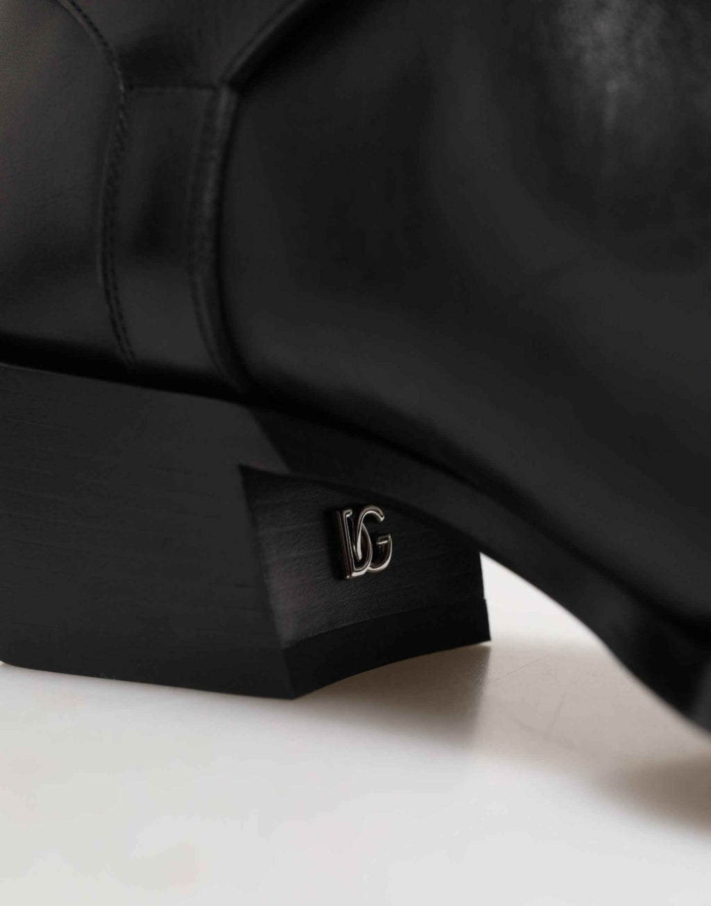 Dolce & Gabbana Black Logo Plaque Over The Calf Boot Shoes
