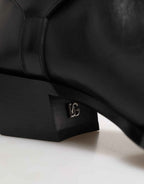 Dolce & Gabbana Black Logo Plaque Over The Calf Boot Shoes