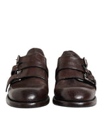 Dolce & Gabbana Brown Leather Monk Strap Formal Derby Shoes