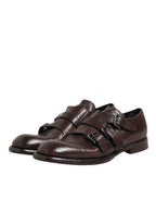 Dolce & Gabbana Brown Leather Monk Strap Formal Derby Shoes