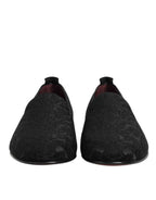 Dolce & Gabbana Black Brocade Loafers Slip On Men Dress Shoes