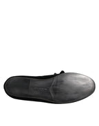 Dolce & Gabbana Black Suede Cotton Rose Slip On Loafers Shoes