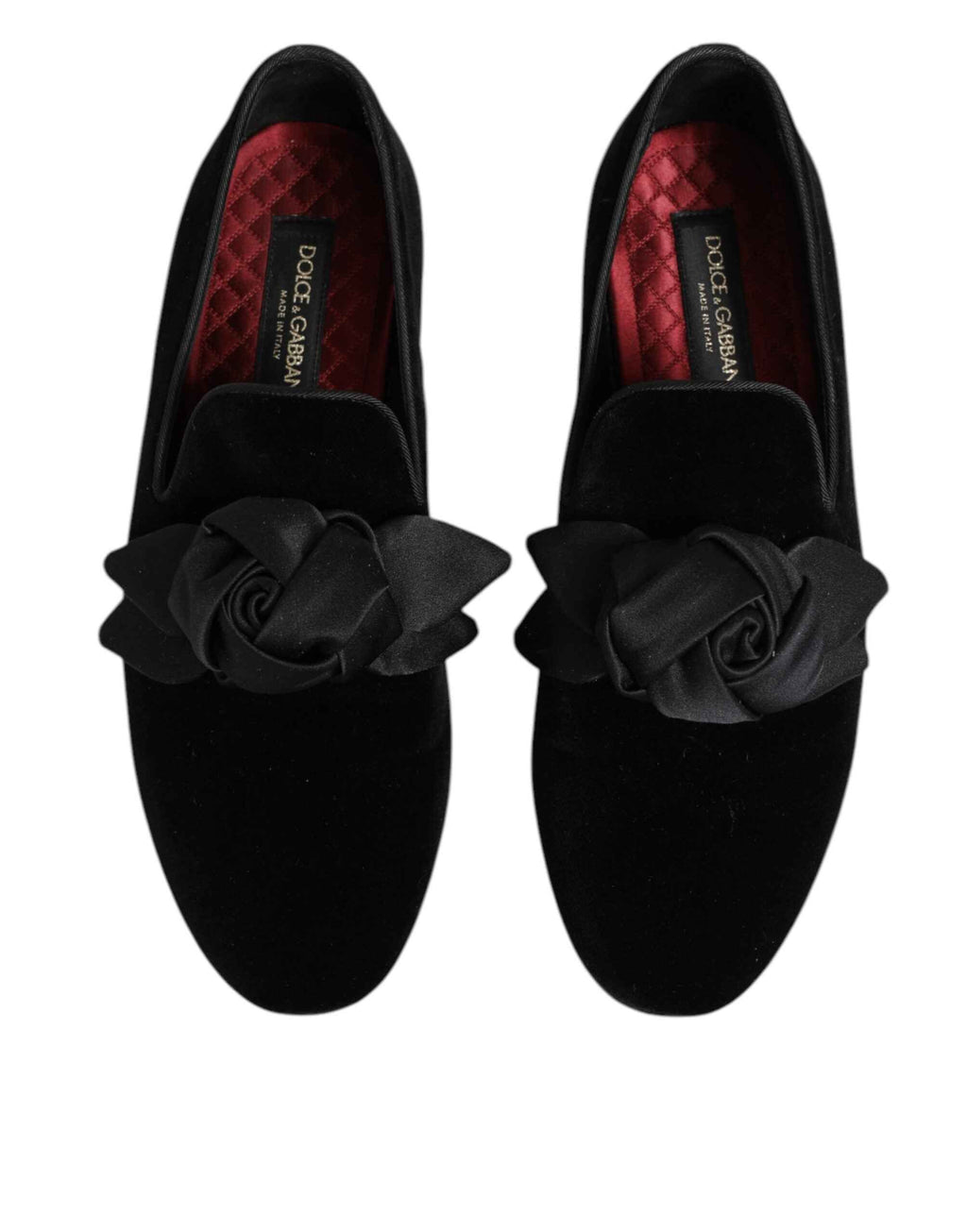Dolce & Gabbana Black Suede Cotton Rose Slip On Loafers Shoes