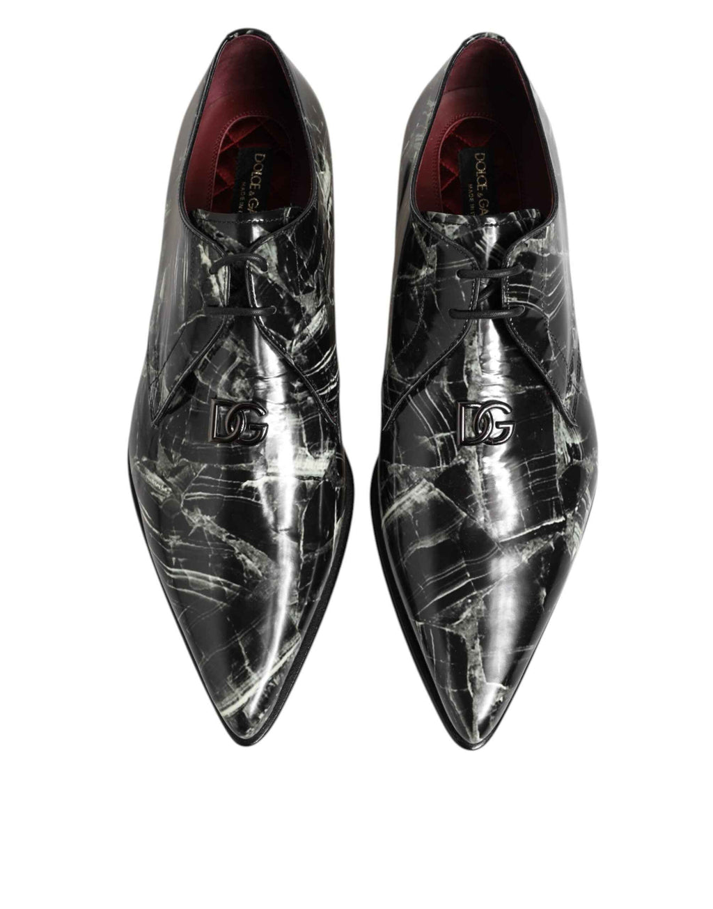 Dolce & Gabbana Marbled Pattern Dress Lace Up Derby Shoes