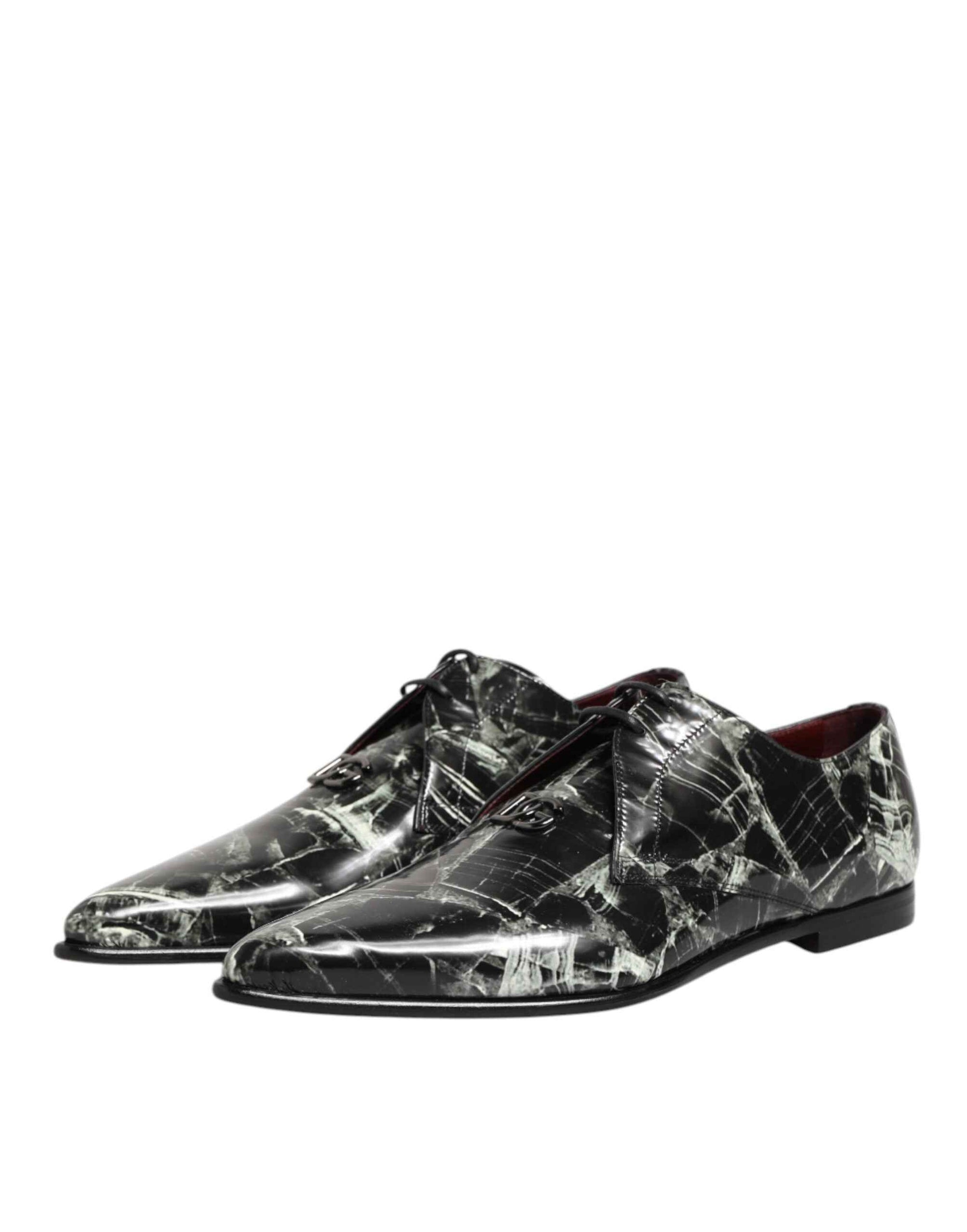 Dolce & Gabbana Marbled Pattern Dress Lace Up Derby Shoes