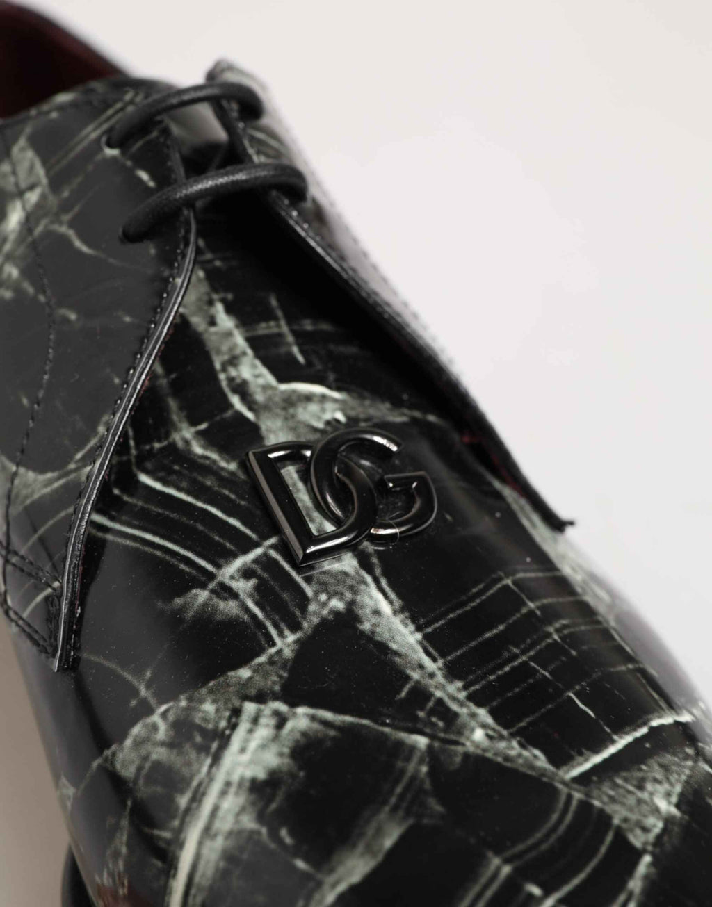 Dolce & Gabbana Marbled Pattern Dress Lace Up Derby Shoes