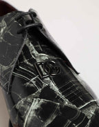Dolce & Gabbana Marbled Pattern Dress Lace Up Derby Shoes