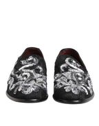 Dolce & Gabbana Black Silver Sequined Loafers Men Dress Shoes