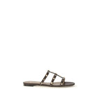 Valentino Garavani Brown Calf Leather Bos Taurus Flat Sandals
