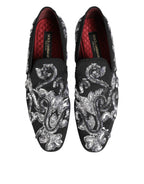 Dolce & Gabbana Black Silver Sequined Loafers Men Dress Shoes