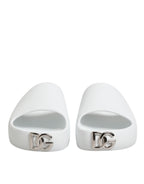 Dolce & Gabbana White Logo Slides Sandals Men Beachwear Shoes