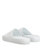 Dolce & Gabbana White Logo Slides Sandals Men Beachwear Shoes