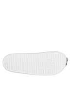 Dolce & Gabbana White Logo Slides Sandals Men Beachwear Shoes