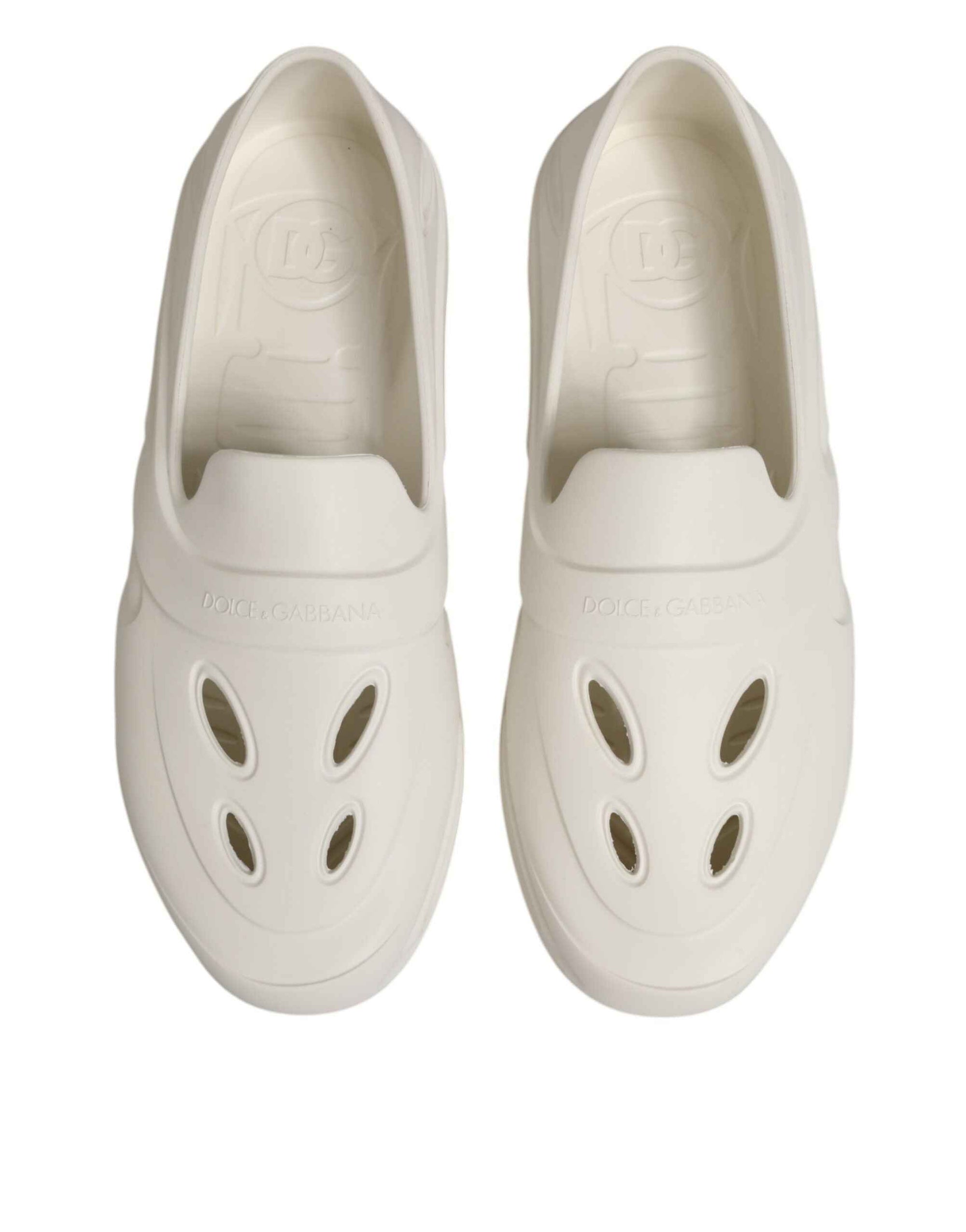 Dolce & Gabbana White Rubber Slides Low Top Sneakers Shoes