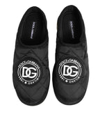 Dolce & Gabbana Black Nylon Low Top Slip On Sneaker Shoes