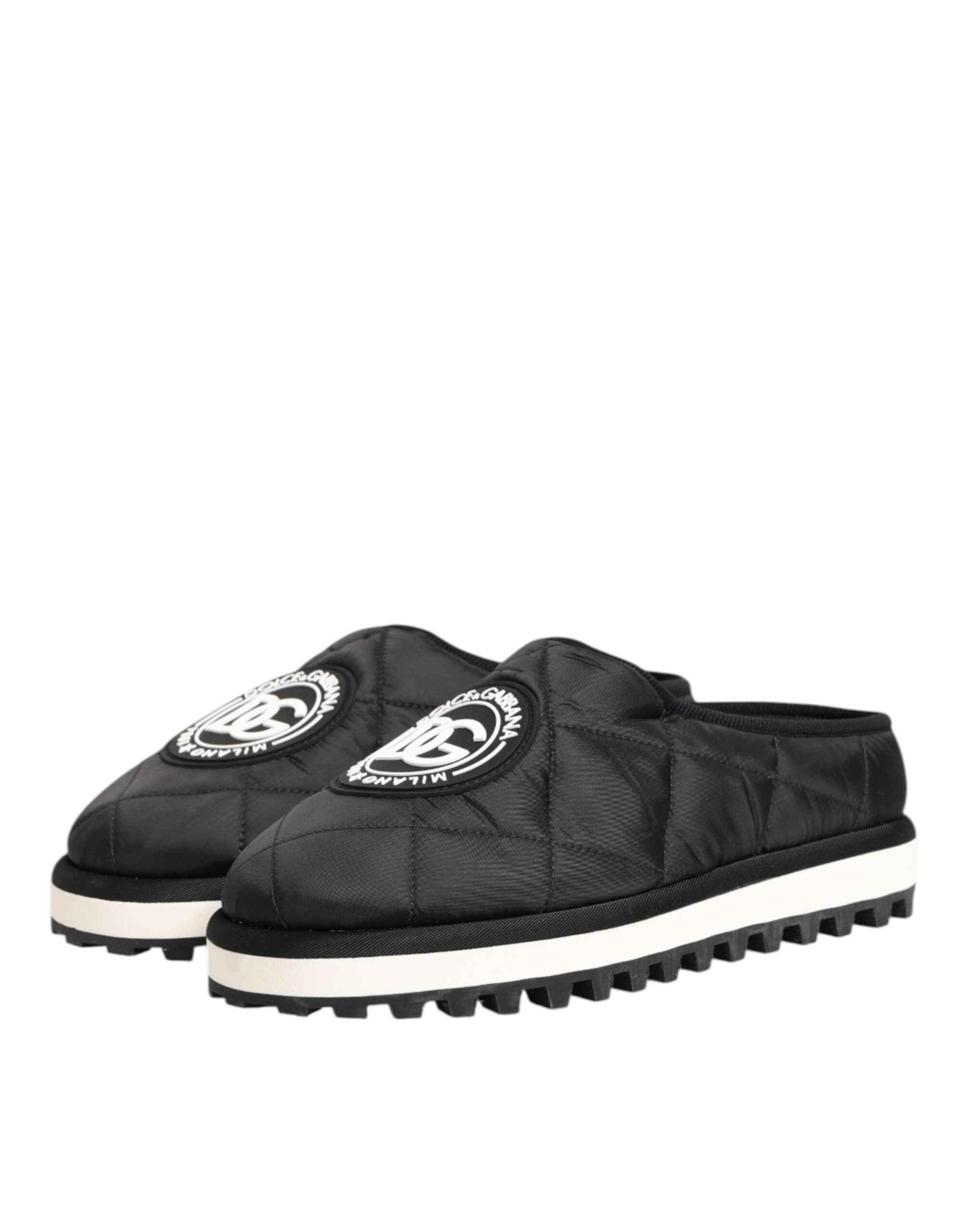 Dolce & Gabbana Black Nylon Low Top Slip On Sneaker Shoes