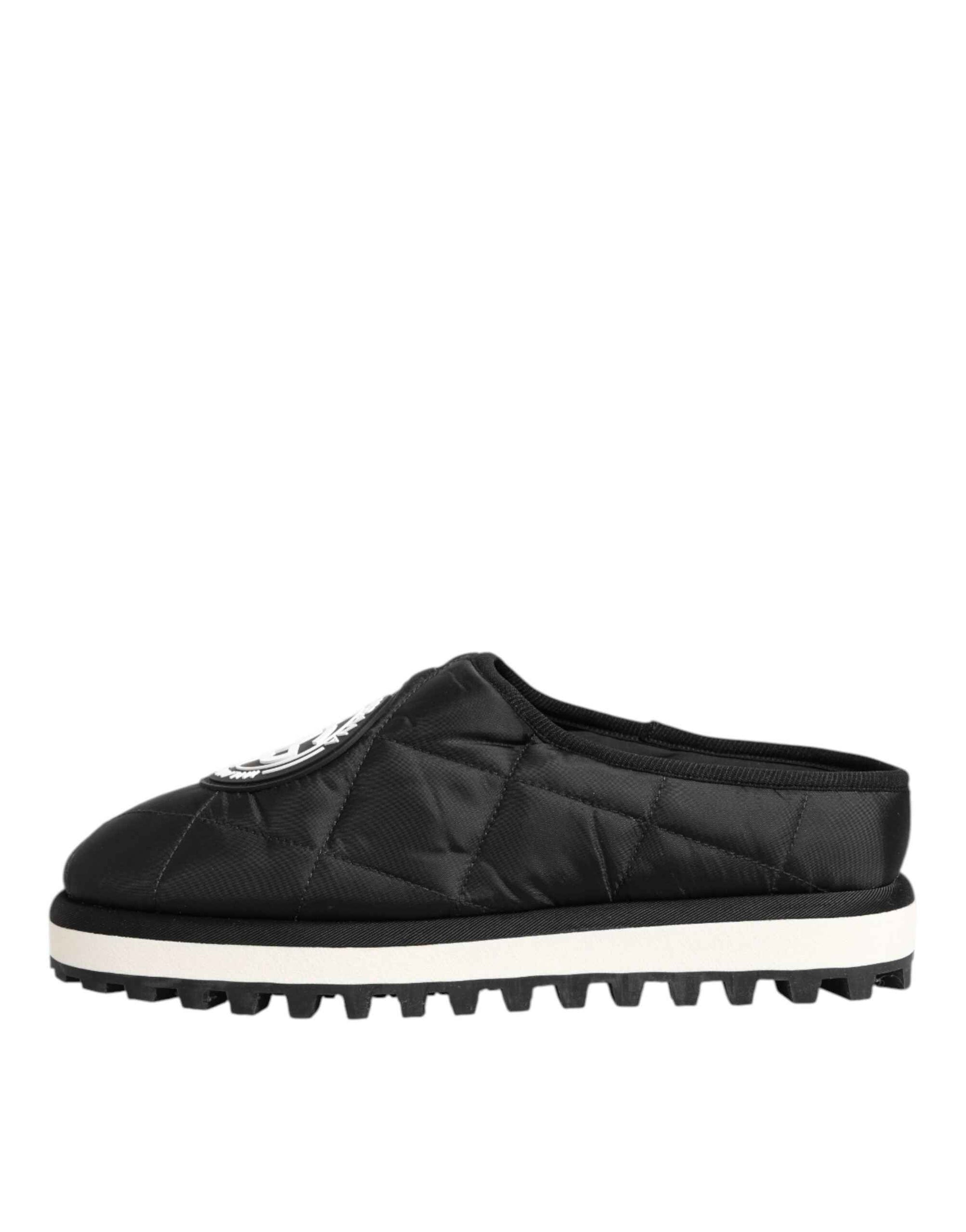 Dolce & Gabbana Black Nylon Low Top Slip On Sneaker Shoes