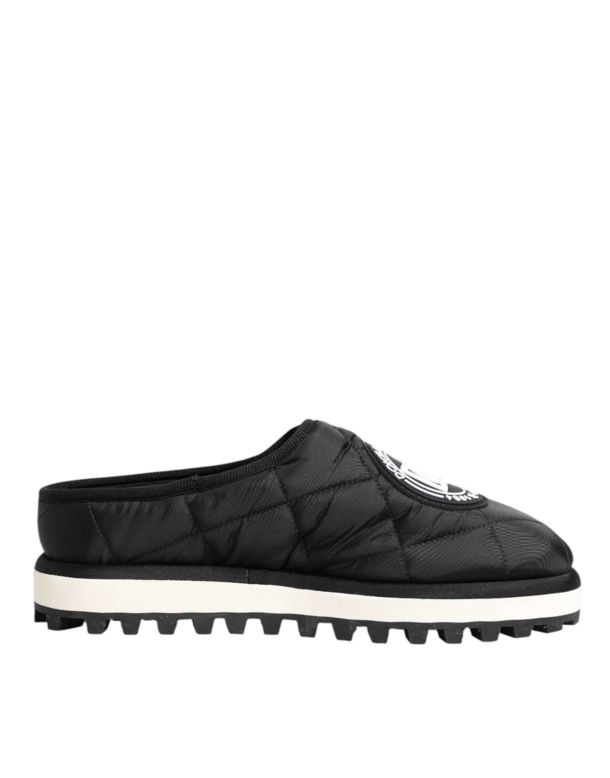 Dolce & Gabbana Black Nylon Low Top Slip On Sneaker Shoes