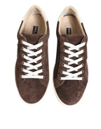 Dolce & Gabbana Brown Suede Leather Low Top Men Sneakers Shoes