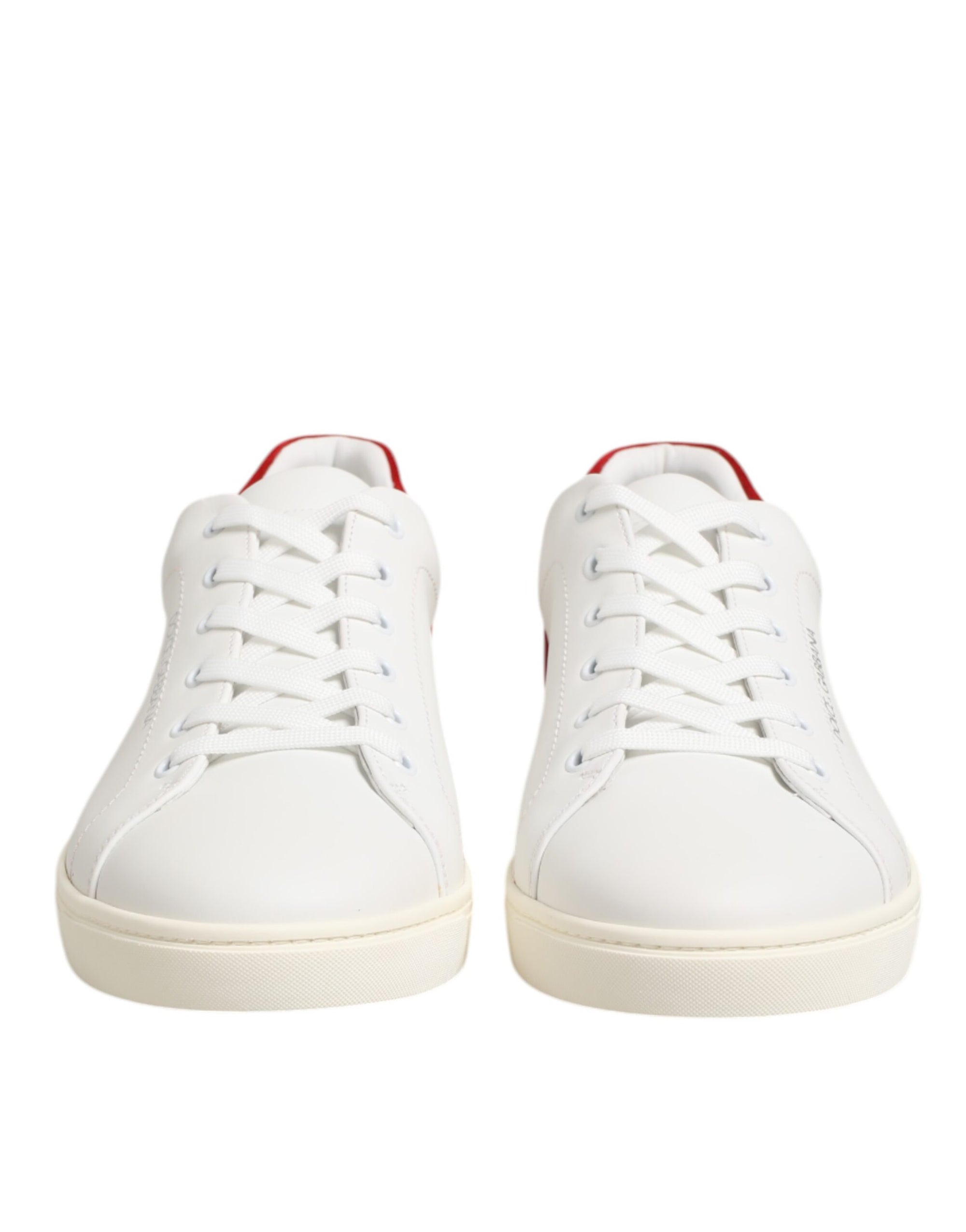 Dolce & Gabbana White Red Leather Low Top Men Sneakers Shoes