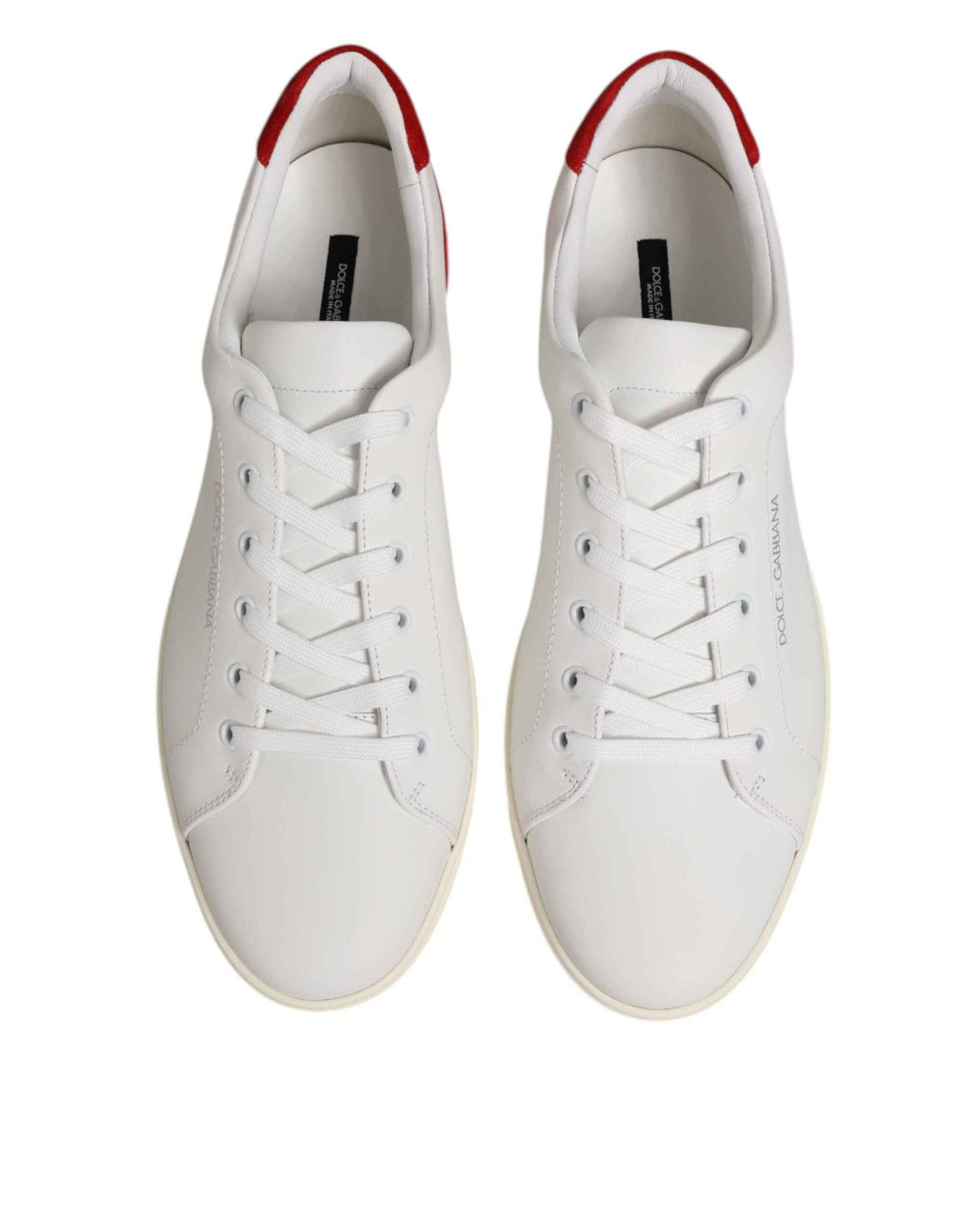 Dolce & Gabbana White Red Leather Low Top Men Sneakers Shoes