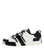 Dolce & Gabbana White Leather Logo Portofino Sneakers Shoes