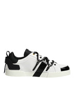 Dolce & Gabbana White Leather Logo Portofino Sneakers Shoes