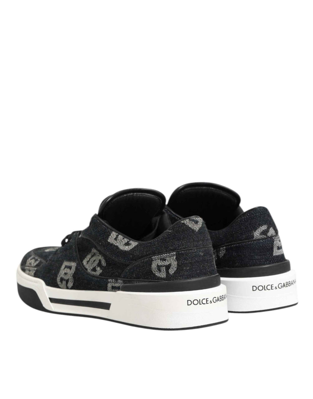 Dolce & Gabbana Blue Cotton Denim Logo Low Top Sneakers Shoes