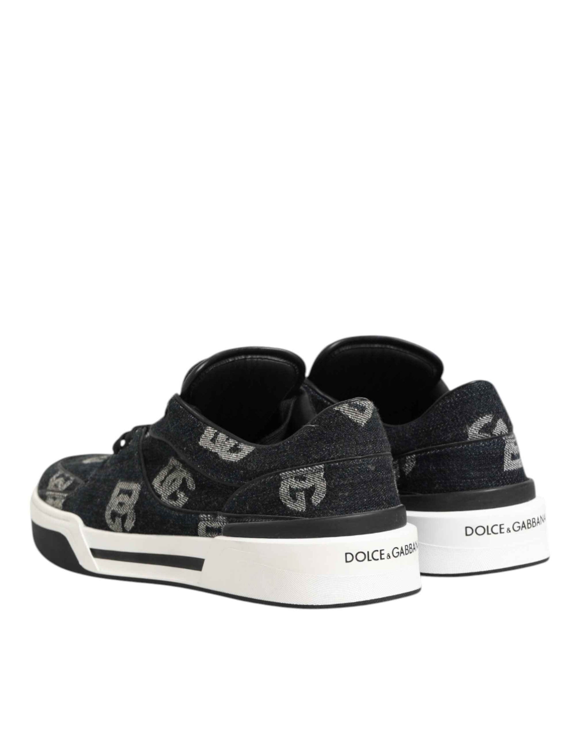 Dolce & Gabbana Blue Cotton Denim Logo Low Top Sneakers Shoes