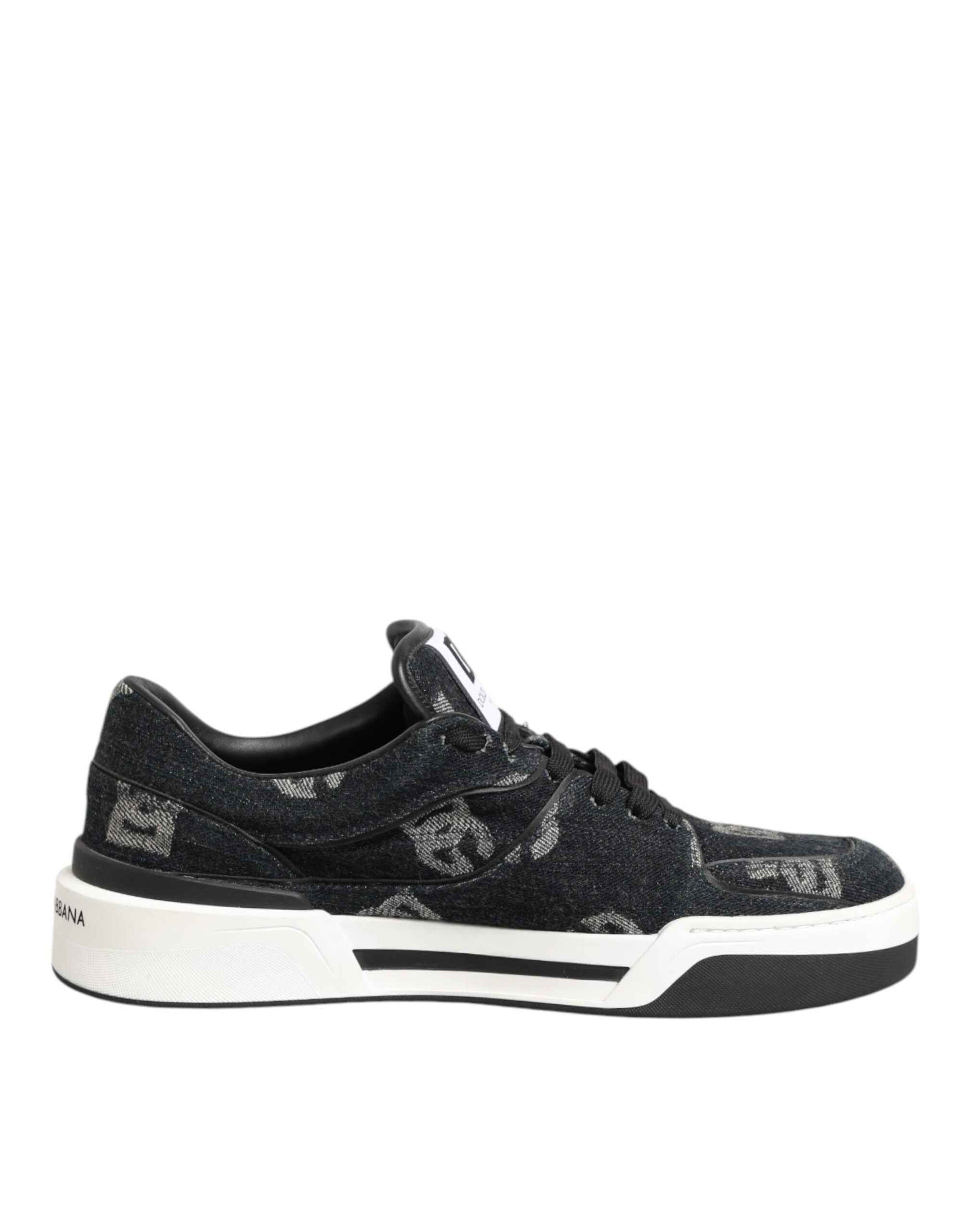 Dolce & Gabbana Blue Cotton Denim Logo Low Top Sneakers Shoes