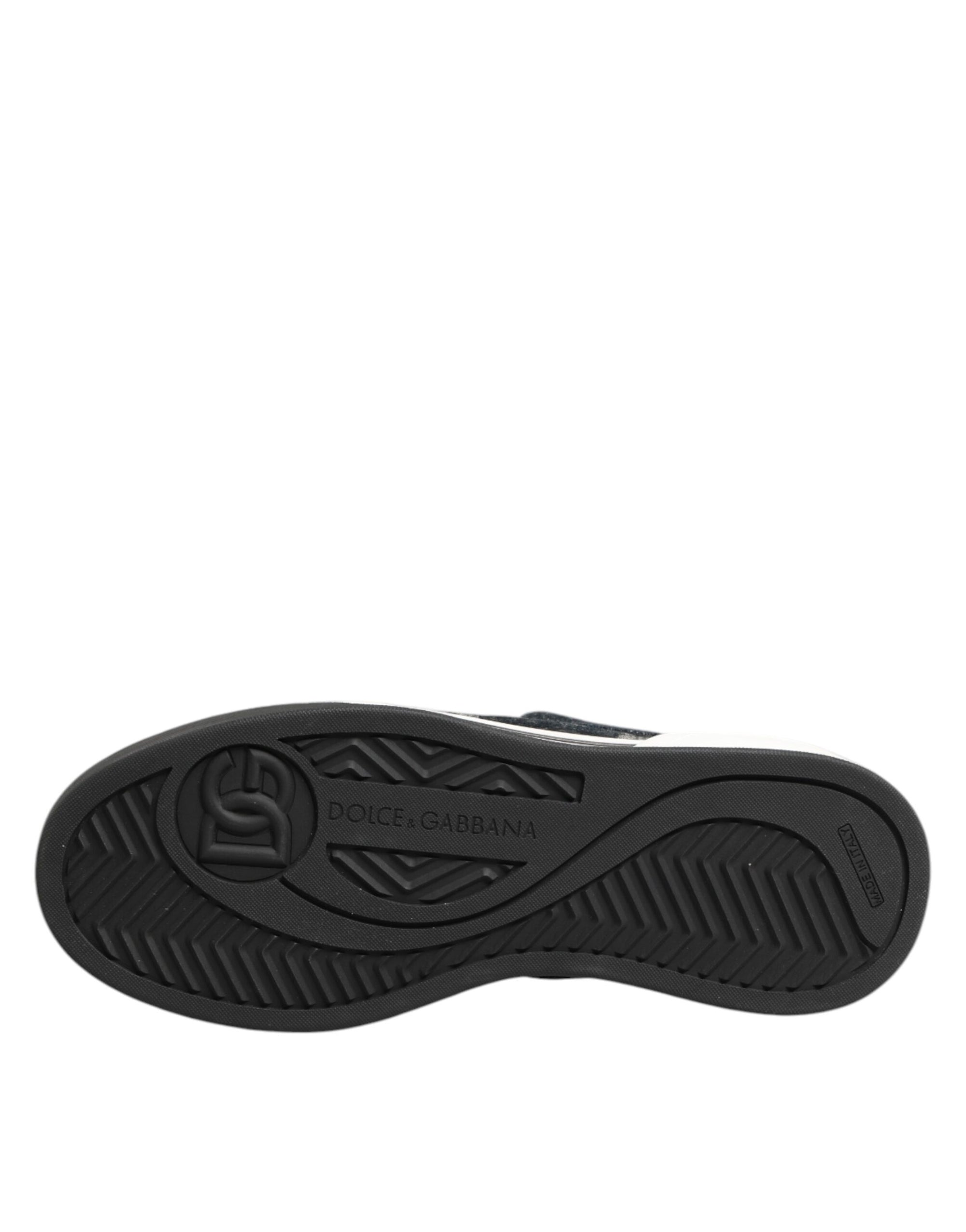 Dolce & Gabbana Blue Cotton Denim Logo Low Top Sneakers Shoes