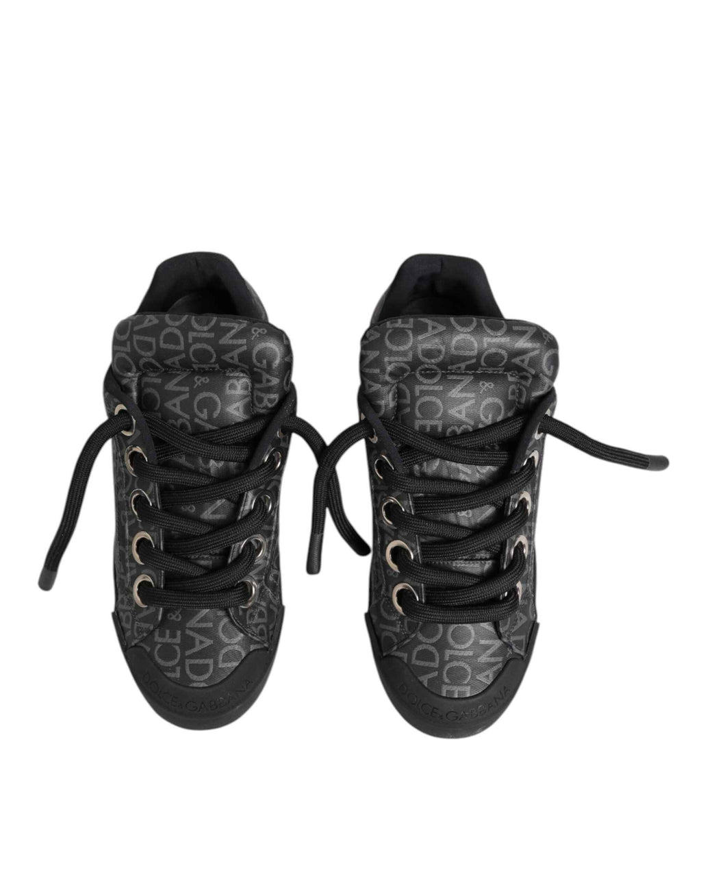 Dolce & Gabbana Black Cotton Denim Logo Low Top Sneakers  Shoes