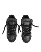 Dolce & Gabbana Black Cotton Denim Logo Low Top Sneakers  Shoes