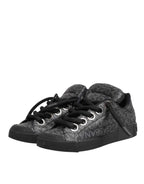 Dolce & Gabbana Black Cotton Denim Logo Low Top Sneakers  Shoes