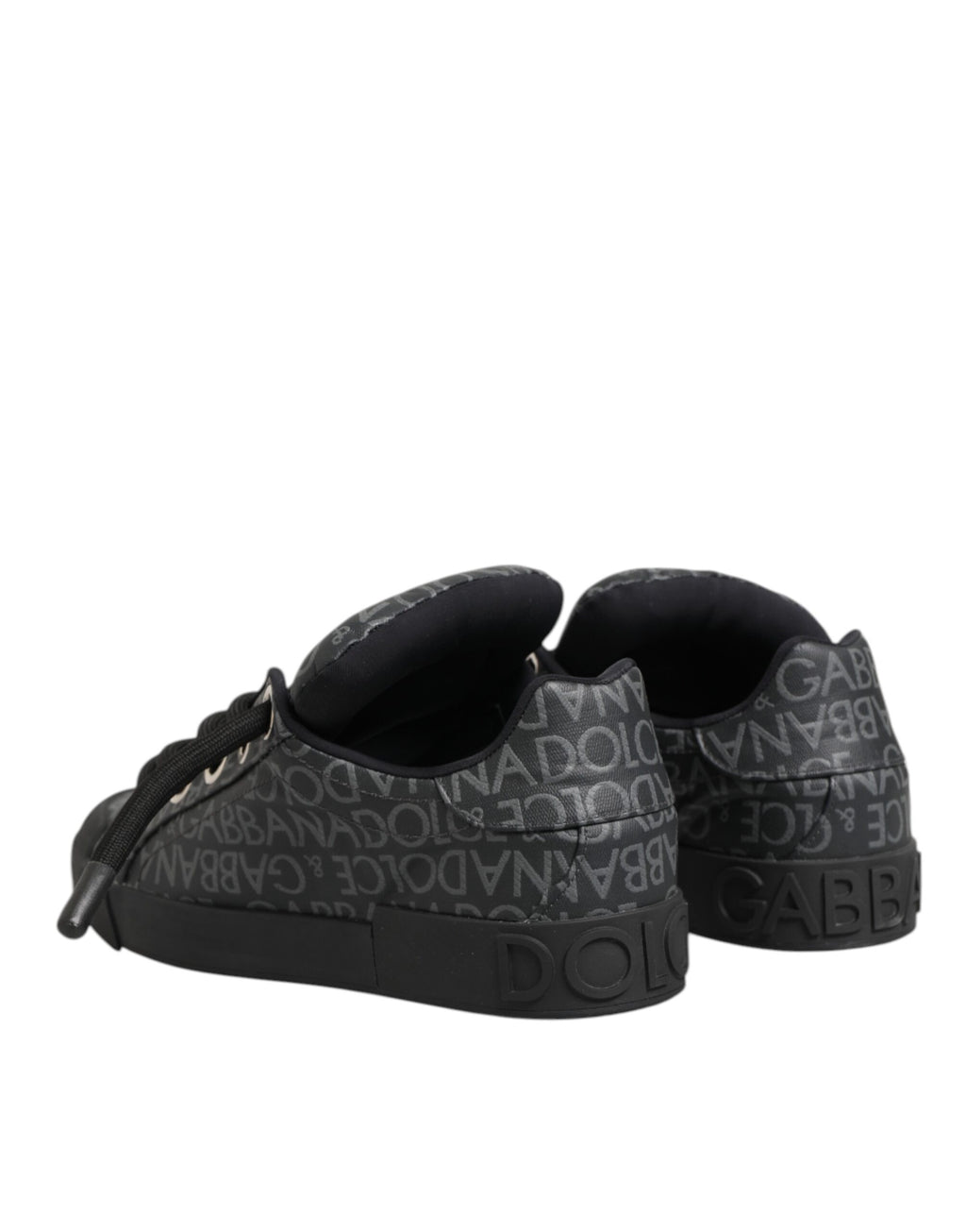 Dolce & Gabbana Black Cotton Denim Logo Low Top Sneakers  Shoes