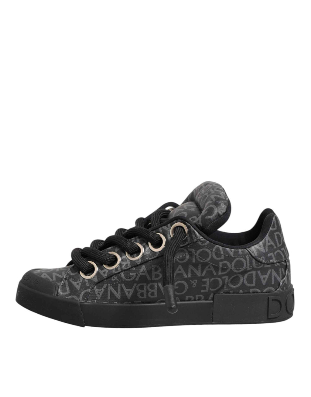 Dolce & Gabbana Black Cotton Denim Logo Low Top Sneakers  Shoes