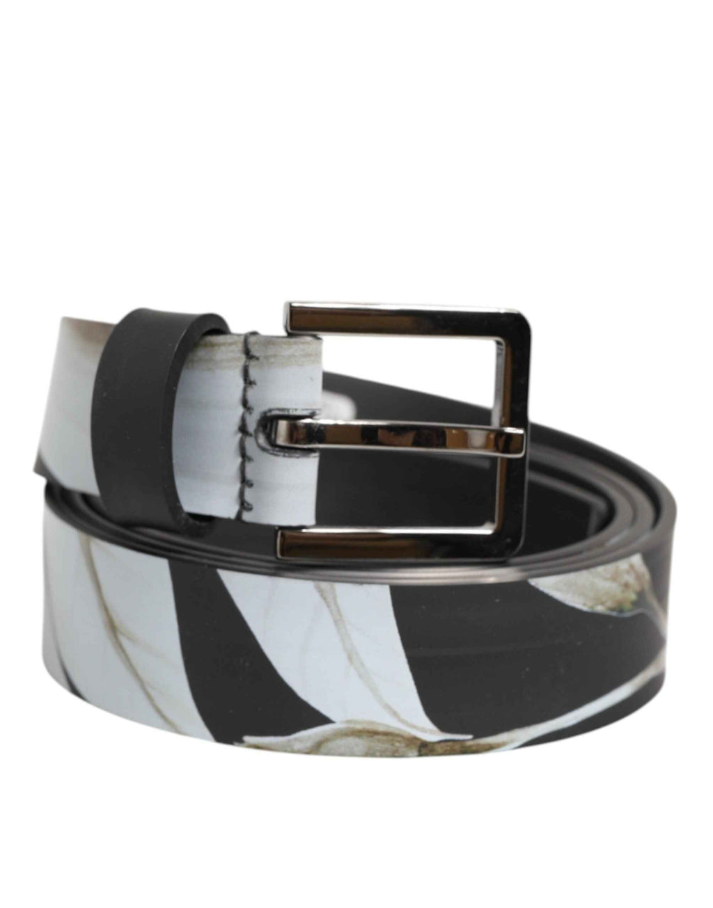 Dolce & Gabbana Multicolor PVC Floral Silver Buckle Men Belt