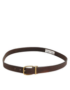 Dolce & Gabbana Brown Classic Gold Metal Logo Buckle Men Belt