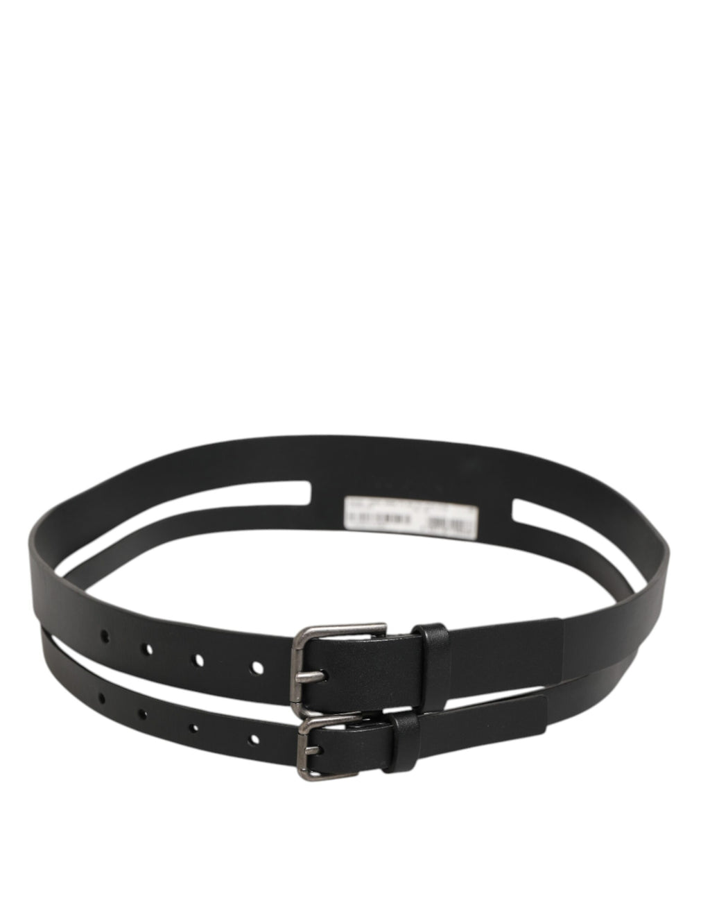 Dolce & Gabbana Black Double Strap Leather Buckle Men Belt