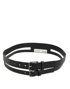 Dolce & Gabbana Black Double Strap Leather Buckle Men Belt