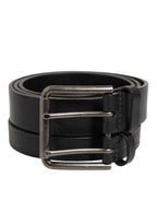 Dolce & Gabbana Black Double Strap Leather Silver Buckle Belt