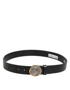 Dolce & Gabbana Black Leather Coin Buckle Classic Men Belt