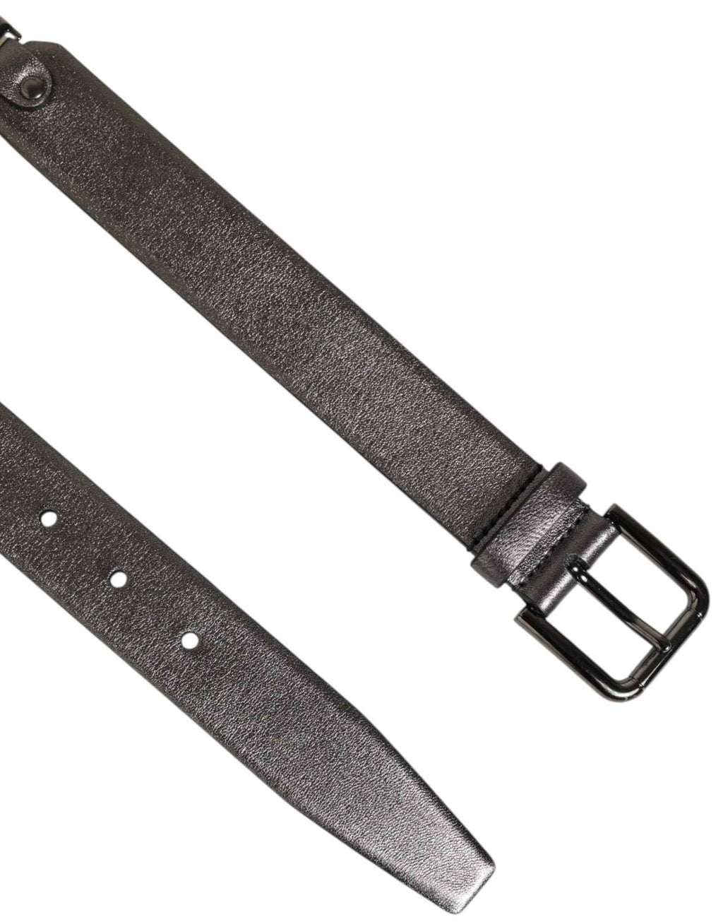 Dolce & Gabbana Black Silver Pebbled Texture Leather Buckle Men Belt
