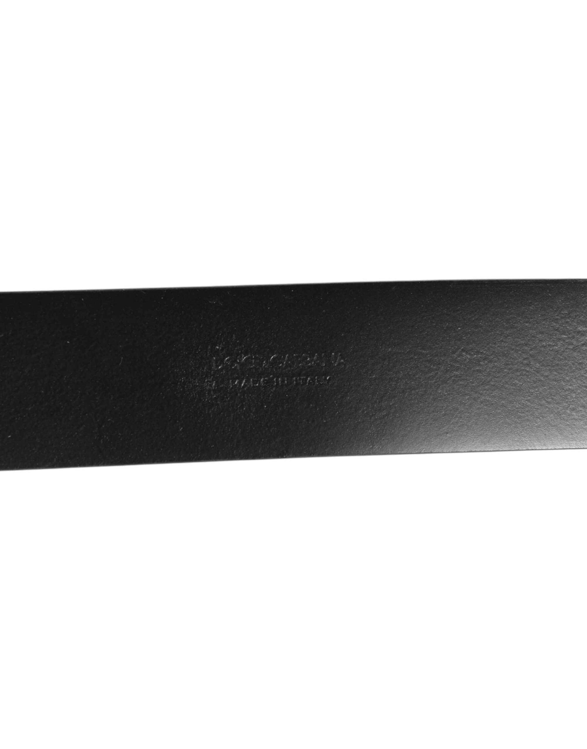 Dolce & Gabbana Black Leather Side Rings Brass Buckle Belt